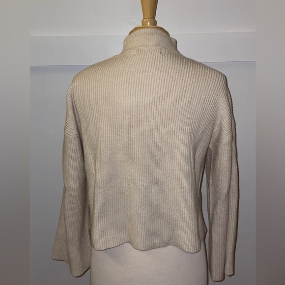 MANGO // cream ivory button detail mockneck sweater rib knit pocket - Picture 7 of 15